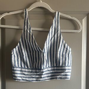 New.Abercrombie & Fitch Blue and White Striped Crop Top